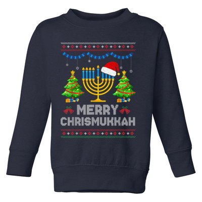 Merry Chrismukkah Happy Hanukkah Christmas Santa Hat Menorah Toddler Sweatshirt