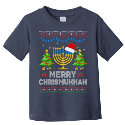 Merry Chrismukkah Happy Hanukkah Christmas Santa Hat Menorah Toddler T-Shirt