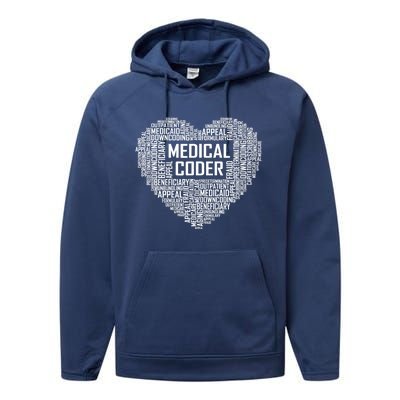 Medical Coder Heart Gift Graduation Graduate Gifts Performance Fleece Hoodie