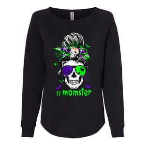 Momster Costume Halloween Skull Mom Messy Hair Bun Monster Womens California Wash Sweatshirt