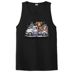 Merry Christmas Highland Cow Western Santa Hat Xmas PosiCharge Competitor Tank