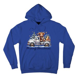 Merry Christmas Highland Cow Western Santa Hat Xmas Hoodie