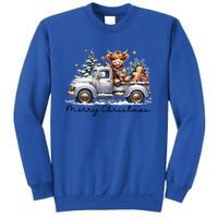 Merry Christmas Highland Cow Western Santa Hat Xmas Sweatshirt