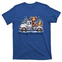 Merry Christmas Highland Cow Western Santa Hat Xmas T-Shirt