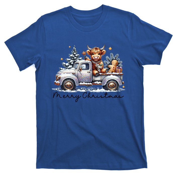 Merry Christmas Highland Cow Western Santa Hat Xmas T-Shirt