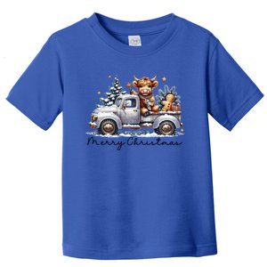 Merry Christmas Highland Cow Western Santa Hat Xmas Toddler T-Shirt