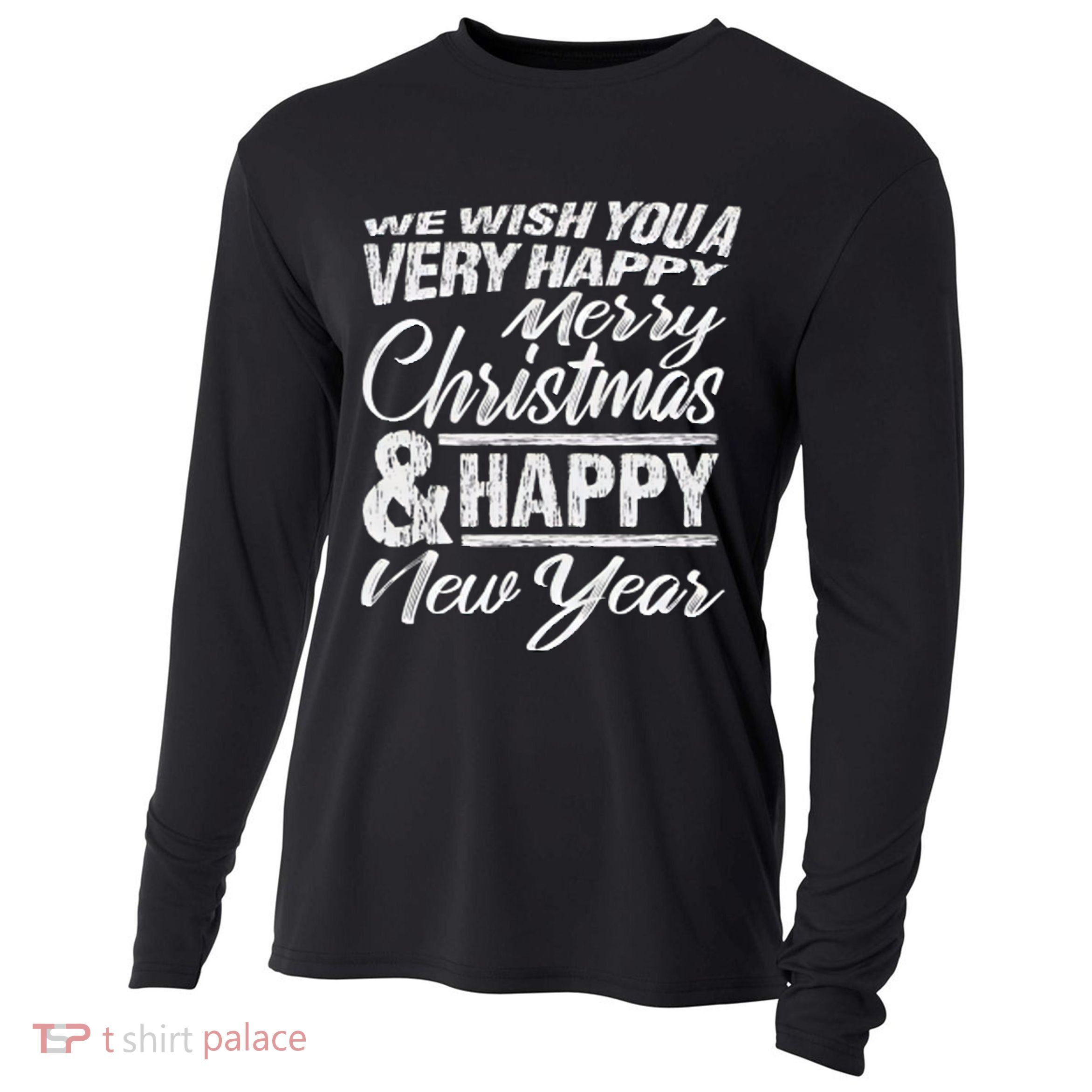 Merry Christmas Happy New Year Cooling Performance Long Sleeve Crew