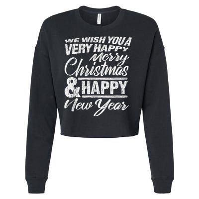 Merry Christmas Happy New Year Cropped Pullover Crew
