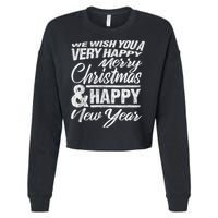 Merry Christmas Happy New Year Cropped Pullover Crew