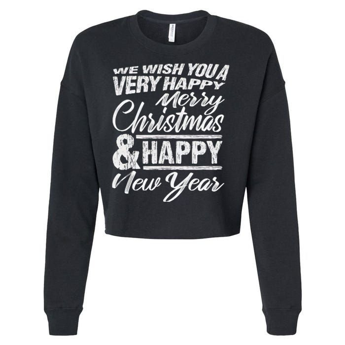 Merry Christmas Happy New Year Cropped Pullover Crew