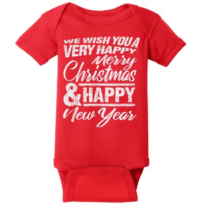 Merry Christmas Happy New Year Baby Bodysuit
