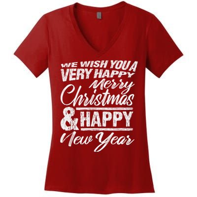Merry Christmas Happy New Year Women's V-Neck T-Shirt