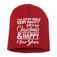 Merry Christmas Happy New Year Short Acrylic Beanie