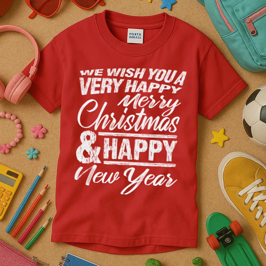 Merry Christmas Happy New Year Kids T-Shirt