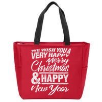 Merry Christmas Happy New Year Zip Tote Bag