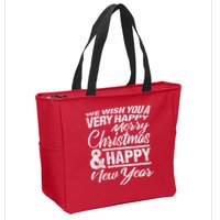 Merry Christmas Happy New Year Zip Tote Bag