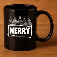 Merry Christmas Holiday Festive 11oz C Handle Ceramic Mug