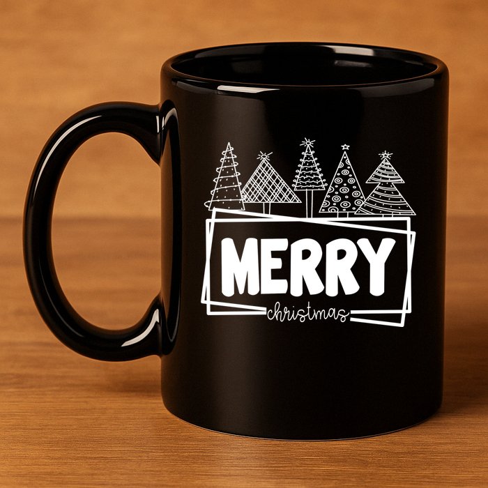 Merry Christmas Holiday Festive 11oz C Handle Ceramic Mug