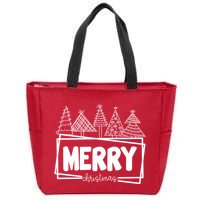 Merry Christmas Holiday Festive Zip Tote Bag