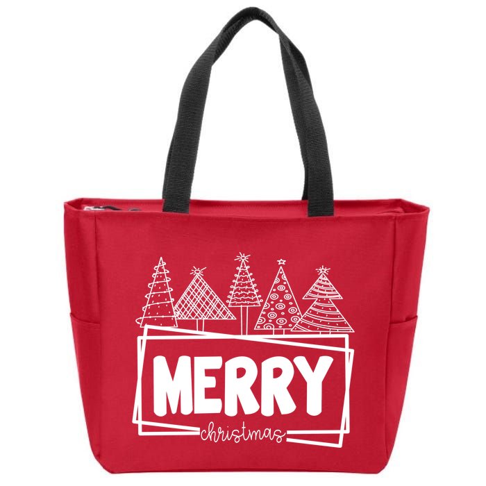 Merry Christmas Holiday Festive Zip Tote Bag