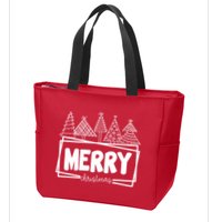 Merry Christmas Holiday Festive Zip Tote Bag