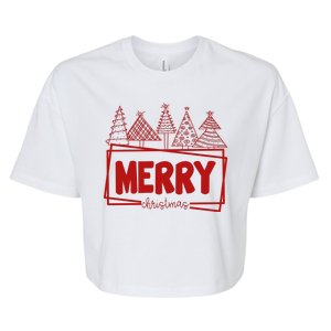 Merry Christmas Holiday Festive Bella+Canvas Jersey Crop Tee