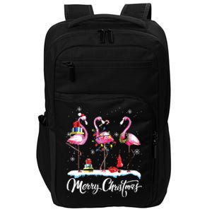 Merry Christmas Hat Santa Flamingo Light Snow Xmas Pajamas Impact Tech Backpack