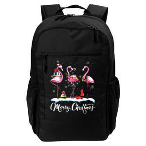 Merry Christmas Hat Santa Flamingo Light Snow Xmas Pajamas Daily Commute Backpack