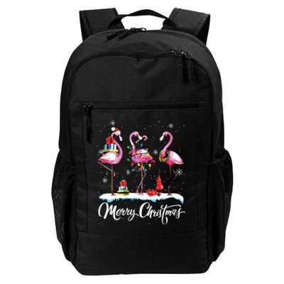 Merry Christmas Hat Santa Flamingo Light Snow Xmas Pajamas Daily Commute Backpack