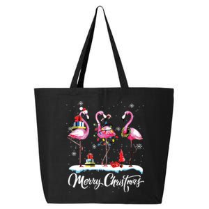 Merry Christmas Hat Santa Flamingo Light Snow Xmas Pajamas 25L Jumbo Tote