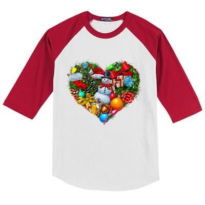 Merry Christmas Holiday Love Kids Colorblock Raglan Jersey