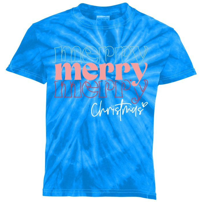 Merry Christmas Holiday Season Winter Vibes Christmas Gift Kids Tie-Dye T-Shirt