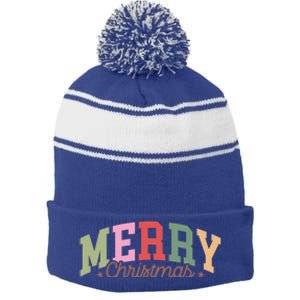 Merry Christmas Holiday Season Winter Vibes Christmas Meaningful Gift Stripe Pom Pom Beanie