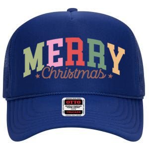 Merry Christmas Holiday Season Winter Vibes Christmas Meaningful Gift High Crown Mesh Back Trucker Hat