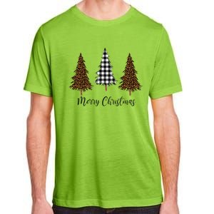 Merry Christmas Holiday Plaid Christmas Tree And Leopard Print Gift Adult ChromaSoft Performance T-Shirt