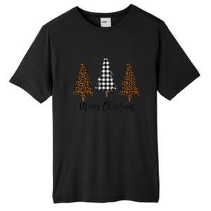 Merry Christmas Holiday Plaid Christmas Tree And Leopard Print Gift Tall Fusion ChromaSoft Performance T-Shirt