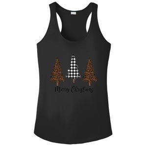 Merry Christmas Holiday Plaid Christmas Tree And Leopard Print Gift Ladies PosiCharge Competitor Racerback Tank