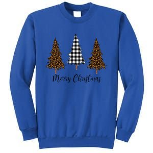 Merry Christmas Holiday Plaid Christmas Tree And Leopard Print Gift Sweatshirt