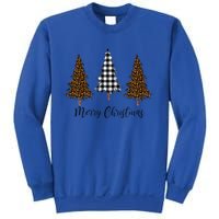 Merry Christmas Holiday Plaid Christmas Tree And Leopard Print Gift Sweatshirt