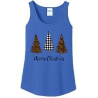 Merry Christmas Holiday Plaid Christmas Tree And Leopard Print Gift Ladies Essential Tank