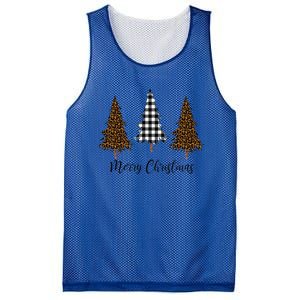 Merry Christmas Holiday Plaid Christmas Tree And Leopard Print Gift Mesh Reversible Basketball Jersey Tank