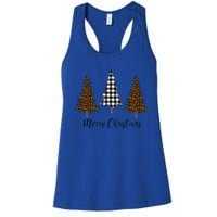 Merry Christmas Holiday Plaid Christmas Tree And Leopard Print Gift Women's Racerback Tank