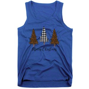 Merry Christmas Holiday Plaid Christmas Tree And Leopard Print Gift Tank Top