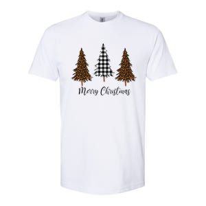 Merry Christmas Holiday Plaid Christmas Tree And Leopard Print Gift Softstyle CVC T-Shirt