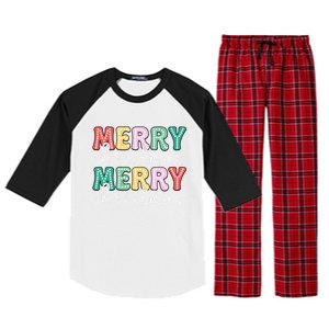 Merry Christmas Holiday Winter Vibes Christmas Gift Raglan Sleeve Pajama Set