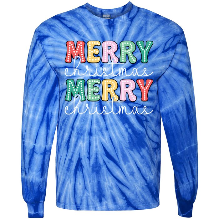 Merry Christmas Holiday Winter Vibes Christmas Gift Tie-Dye Long Sleeve Shirt