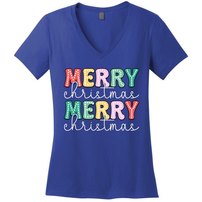 Merry Christmas Holiday Winter Vibes Christmas Gift Women's V-Neck T-Shirt