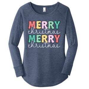 Merry Christmas Holiday Winter Vibes Christmas Gift Women's Perfect Tri Tunic Long Sleeve Shirt