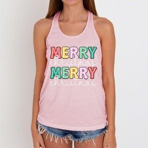 Merry Christmas Holiday Winter Vibes Christmas Gift Women's Knotted Racerback Tank