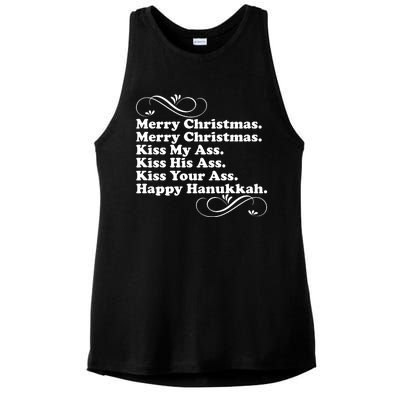 Merry Christmas Happy Hanukkah Funny Holiday Ladies PosiCharge Tri-Blend Wicking Tank